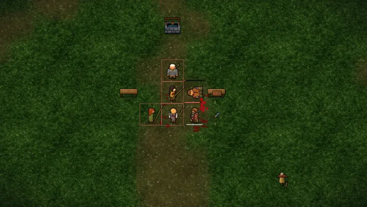 Drafted settlers fighting a small band of raiders